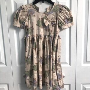 Handmade Girls Floral Cream Dress Vintage J. Manes Fabric